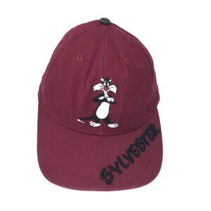 VTG Warner Bros Sylvester The Cat Red Baseball Cap Adult M Embroidered Cotton